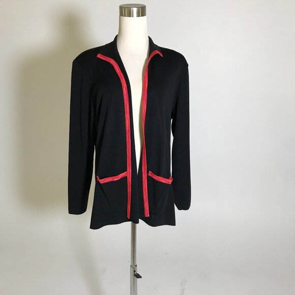 Misook Red Trim Cardigan - Picture 1 of 3